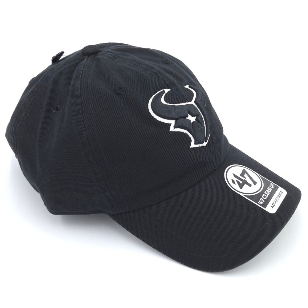 47 Brand Houston Texans Hat Mens Black Clean Up Adjustable Strap Cap OSFA NWT - Picture 2 of 8